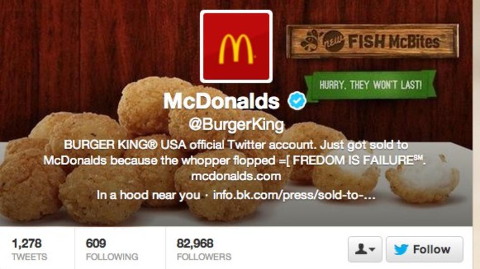 Hackers took over Burger King's Twitter account on Monday